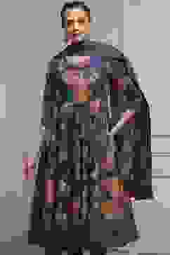 Navy Cotton Anarkali Printed Suit Set image number 7