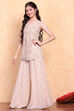 Off-White Embroidered Short Kurta & Palazzo Set image number 3