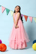 Pink Cotton Blend Gathered Gown image number 2