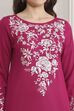 Fuchsia Polyester Embroidered Straight Kurta image number 1