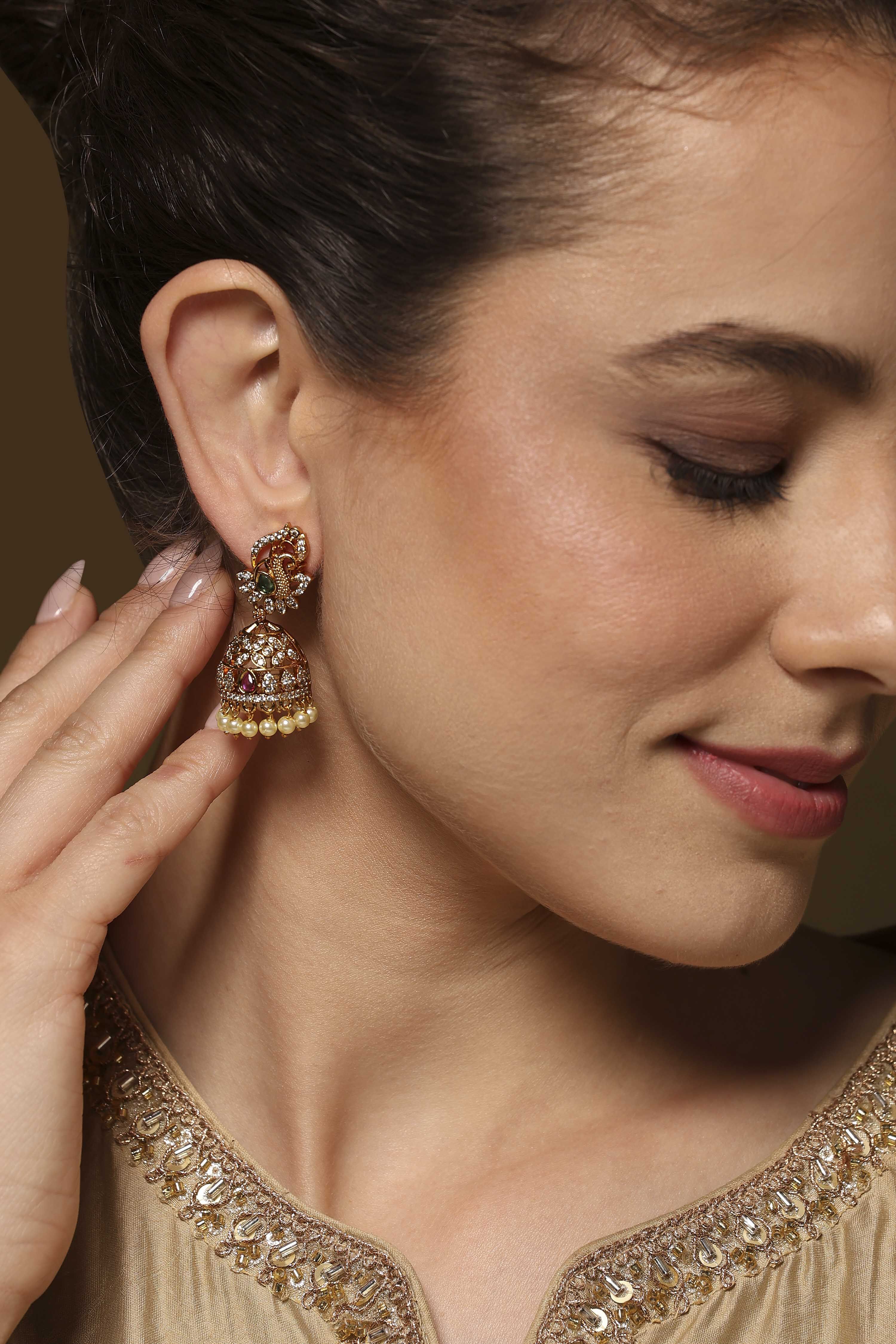 Multicolor Brass Jhumka image number 1