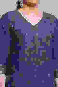 Purple Cotton Metallic Pattern Sharara Suit Set image number 1