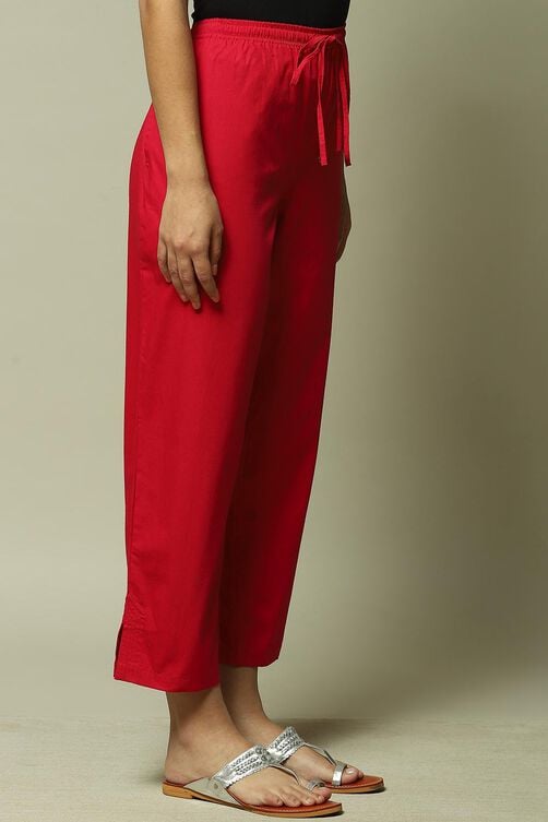 Fuschia Cotton Straight Pant image number 3