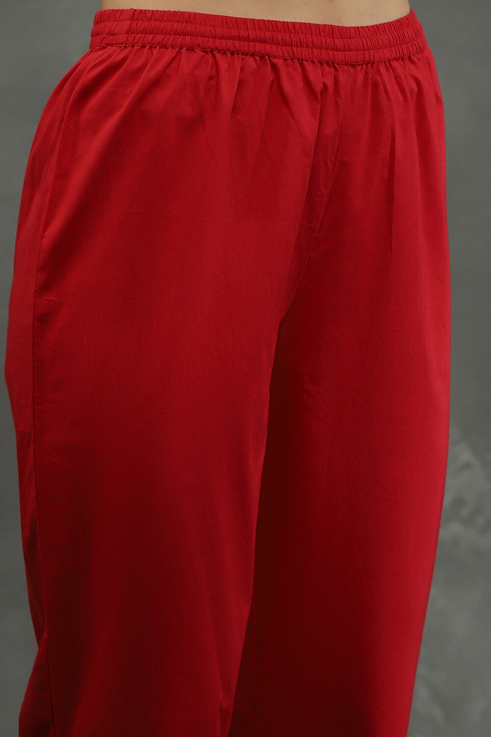 Rohit Bal Red Silk Chanderi Floral Printed Straight Kurta Set image number 2