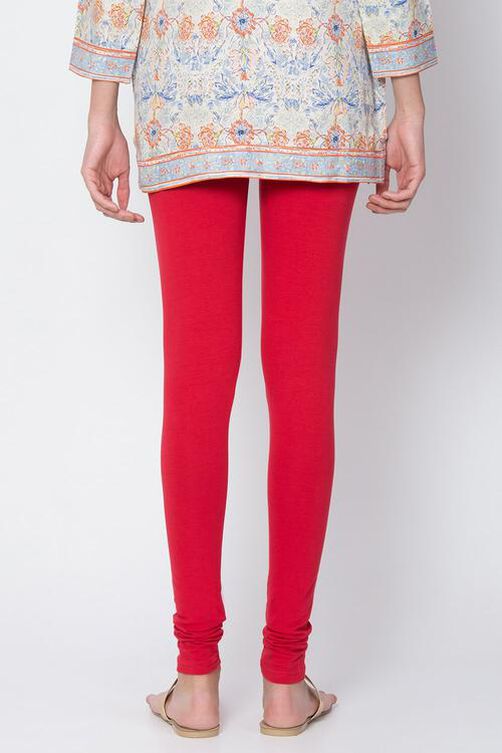 Fuschia Cotton Blend Solid Churidar image number 3