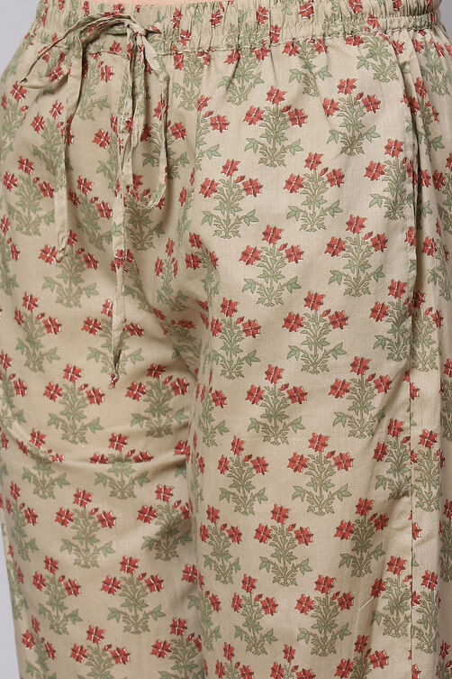 Green Straight Cotton Three Piece Printed Sleepwear Set image number 2