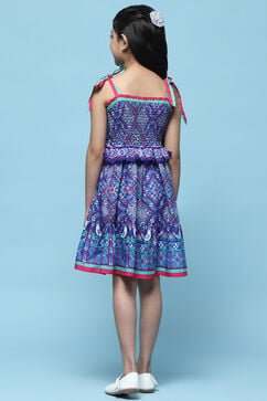 Blue Cotton Tired Dress image number 3