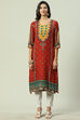 Rust LIVA Straight Printed Kurta image number 5