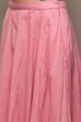 Pink Cotton Blend Anarkali Embroidered Kurta Suit Set image number 2