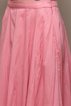 Pink Cotton Blend Anarkali Embroidered Kurta Suit Set image number 2