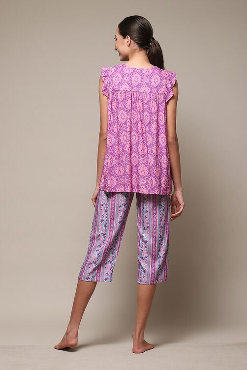 Coral Rayon Printed 2 Piece Sleepwear Set image number 4