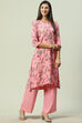 Pink Viscose A-Line Kurta Palazzo Suit Set