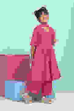 Pink Cotton Printed Anarkali Suit Set image number 3