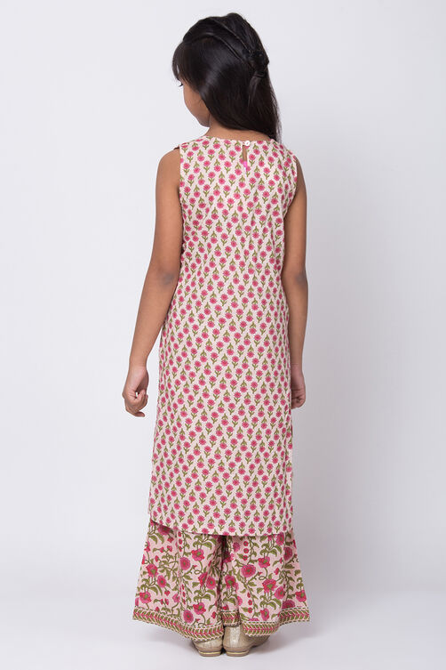 Peach Cotton Straight Straight Kurta Palazzo Suit Set image number 4