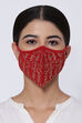 Red Cotton Flax Embroidered Face Mask image number 0