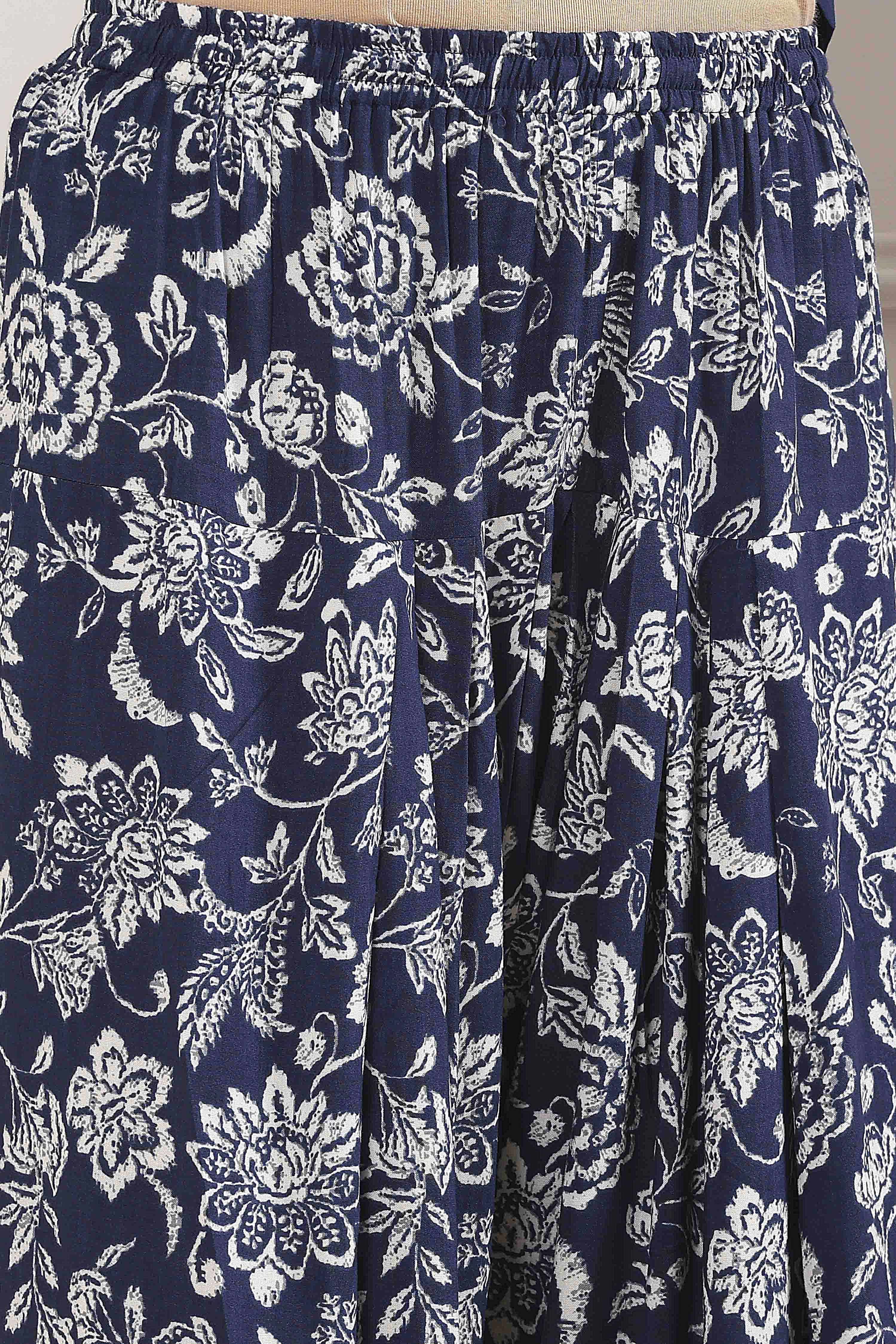 Indigo Cotton Printed Straight Kurta Set image number 2