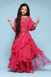 Dark Pink Polyester Embroidered Suit Set