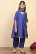 Blue Viscose Blend Solid Kalidar Suit Set image number 5