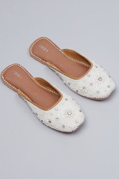White Pearl Embellished Mules image number 6