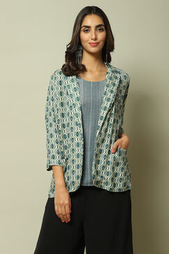 Ice Blue LIVA Printed Jacket image number 1