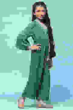 Green Rayon Straight Printed Jumpsuit image number 4