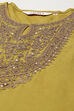Lime Green LIVA Gathered Kurta Ankle Length Suit Set image number 1