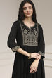 Black Embroidered Gathered Suit Set image number 0