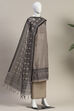 Beige Chanderi Hand Embroidered Unstitched Suit Set image number 4