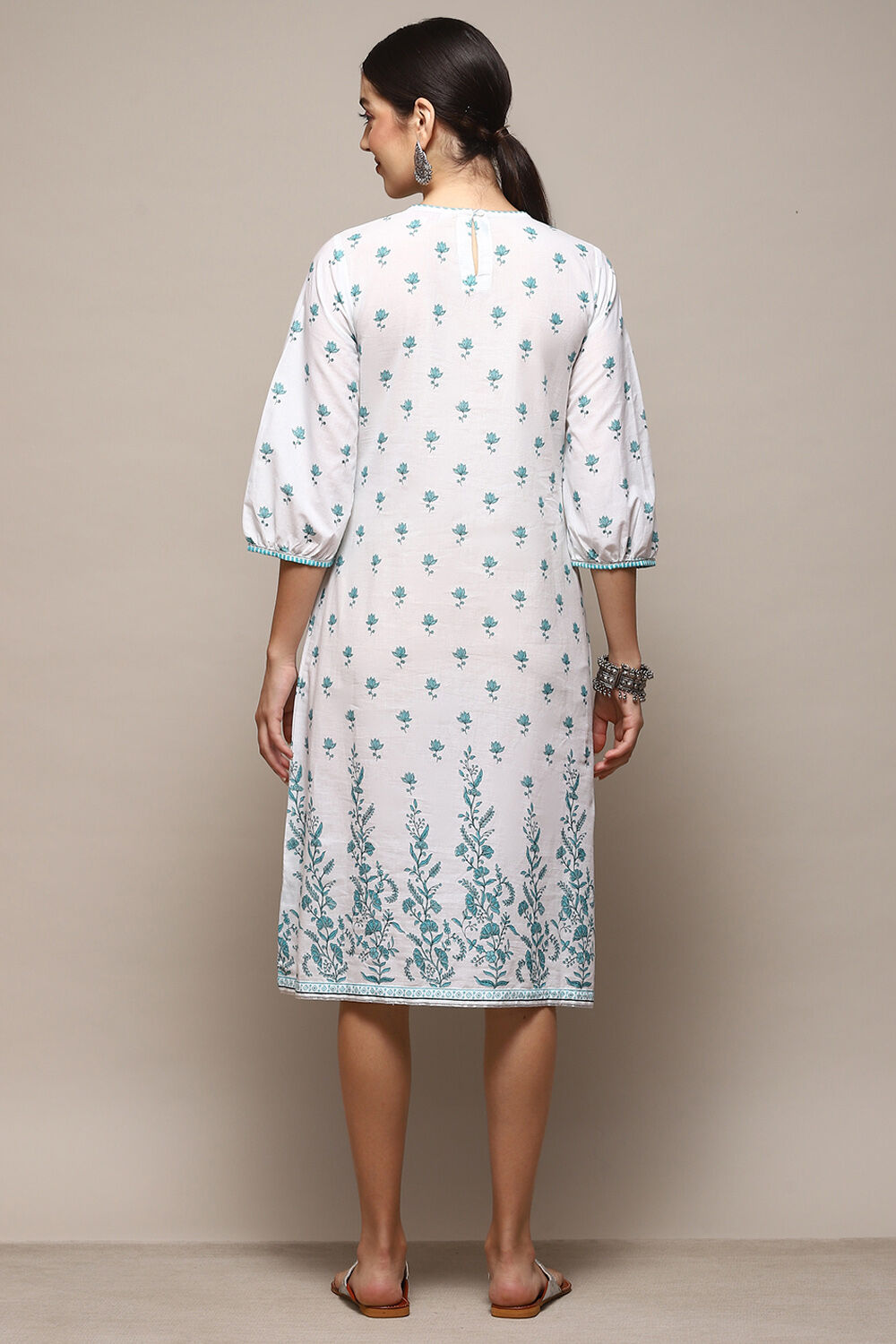 Lavender Cotton Blend Printed Kurta image number 3