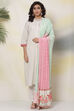 Pink And Green Cotton Solid Dupatta image number 3