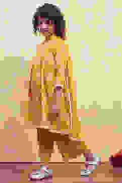 Yellow Cotton Floral Gathered Suit Set image number 3