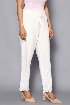 Off White Cotton Flax Regular Pants image number 3
