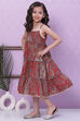 Marron Cotton Flared Printed Kurta Palazzo Set image number 5
