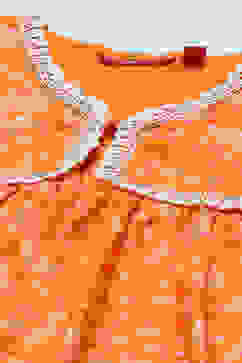 Orange Cotton Printed Flared Kurta White Palazzo & Dupatta image number 1