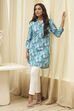 Blue Rayon Straight Printed Kurta image number 0