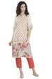 Cream Straight Rayon Printed Kurta image number 4