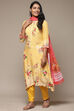 Yellow Viscose A-Line Kurta Pants Suit Set image number 5