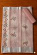 Blue Linen Stripe With Handwork Unstitched Suit Set image number 3
