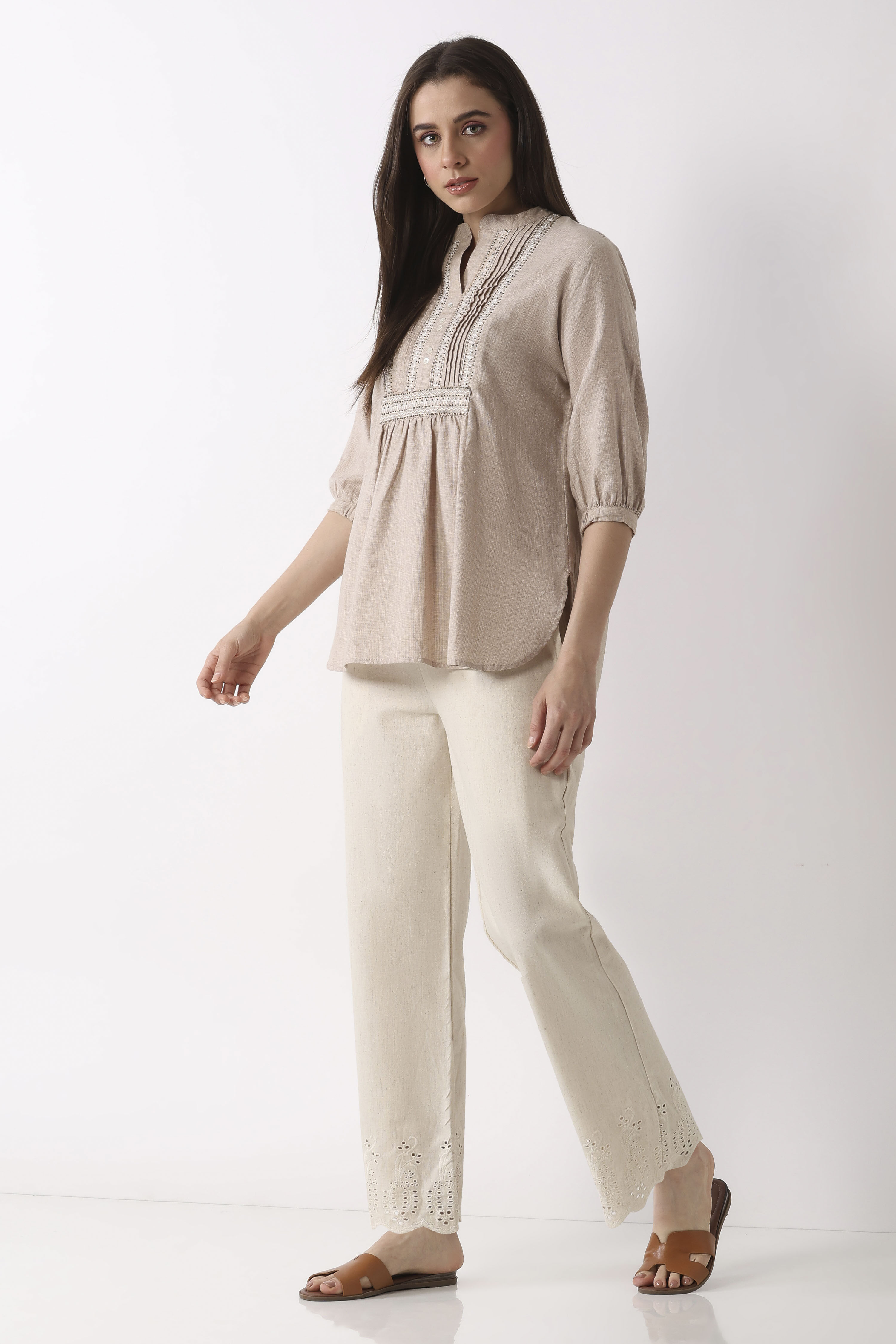 Natural Cotton Blend Straight Pants image number 7