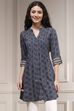 Blue Printed Relaxed Fit Short Kurta image number 5