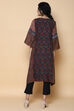 Charcoal Black Art Silk Printed Kurta image number 4