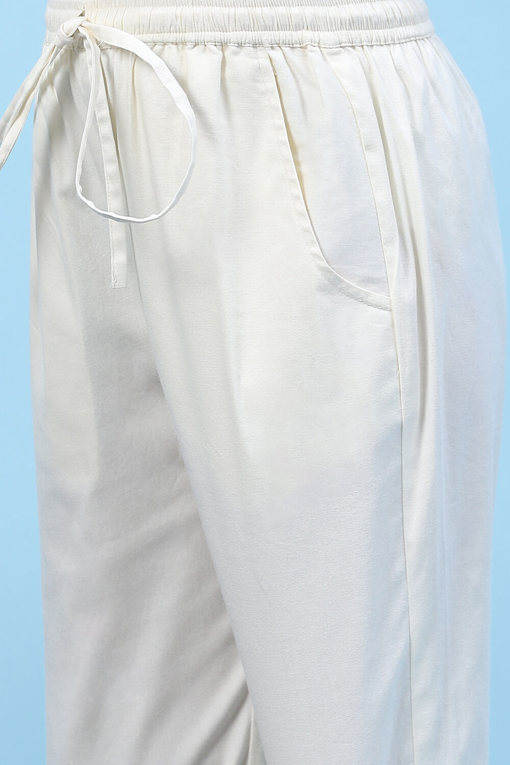Powder Blue Cotton Solid Pant image number 1