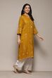 Mustard Poly Cotton Straight Yarndyed Kurta image number 4