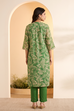 Green Viscose Blend Floral Printed Straight Kurta Set image number 6