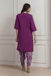Purple Printed Straight Suit Set image number 4
