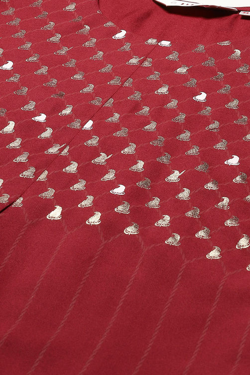 Fuschia Rayon Straight Kurta Pant Suit Set image number 1