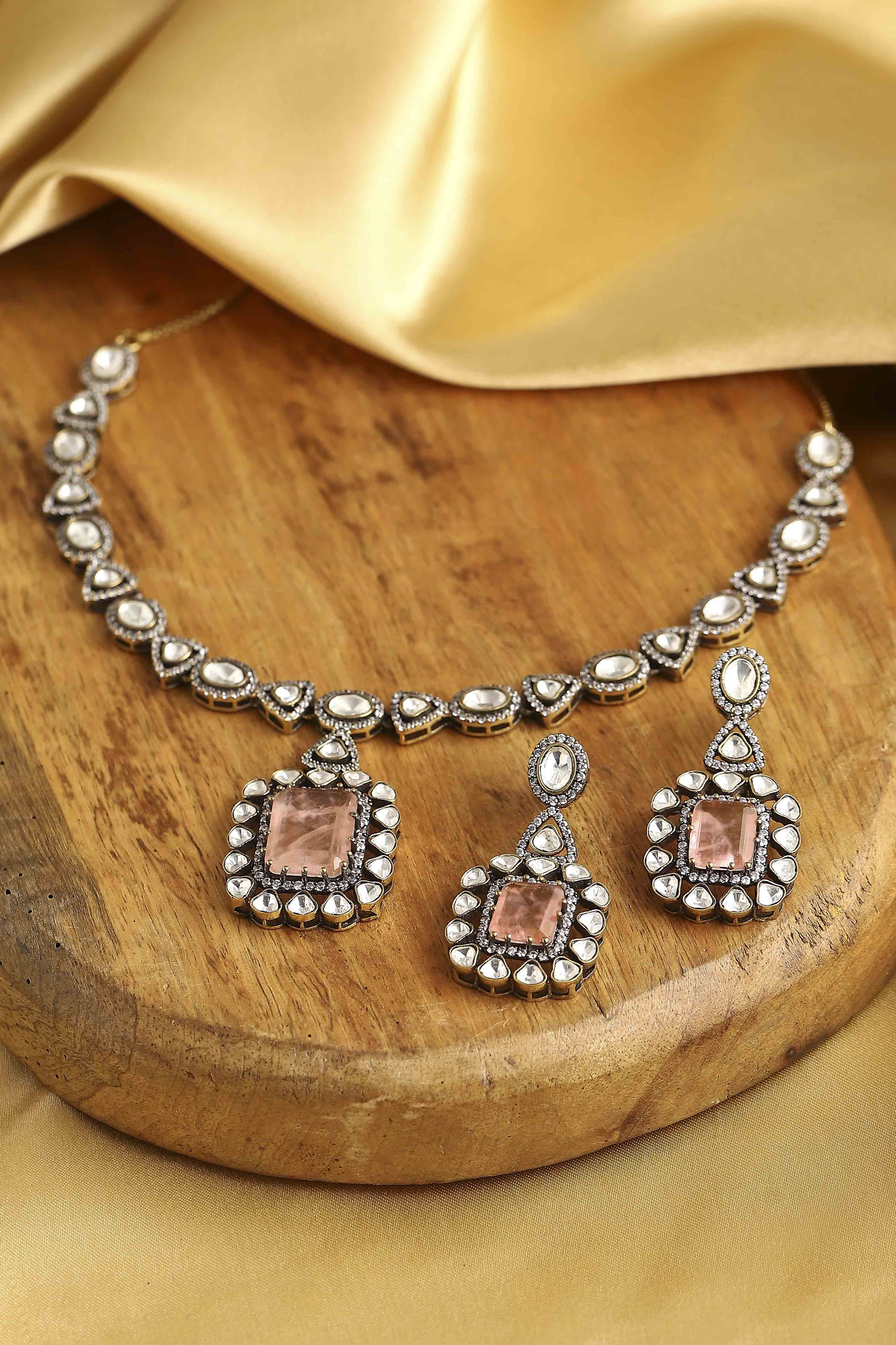 Light Pink Brass Kundan Set image number 0