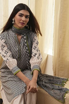 Black and Beige Printed Straight Suit Set image number 0