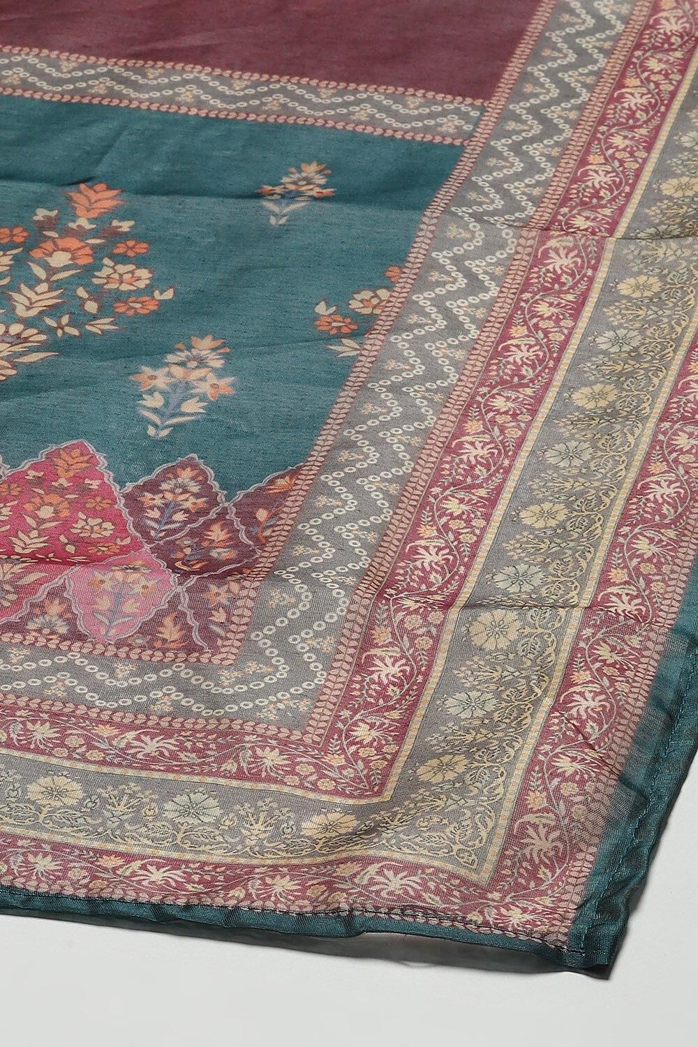 Wine Chanderi Unstitched Suit Set image number 4