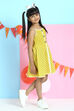 Yellow Cotton A-Line Printed Dress
